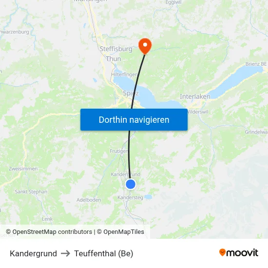 Kandergrund to Teuffenthal (Be) map