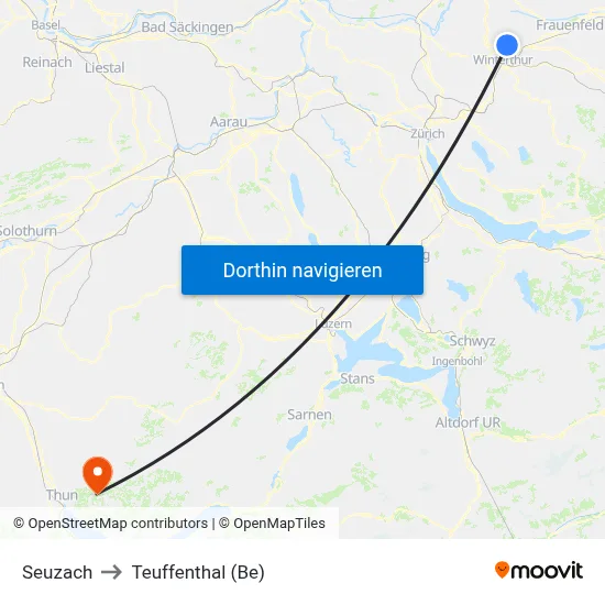 Seuzach to Teuffenthal (Be) map