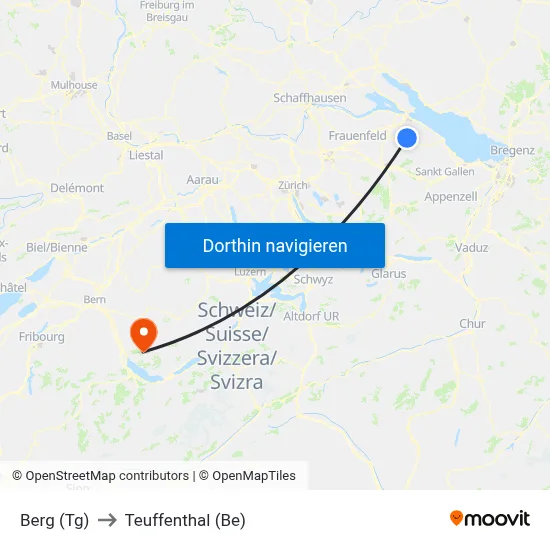 Berg (Tg) to Teuffenthal (Be) map