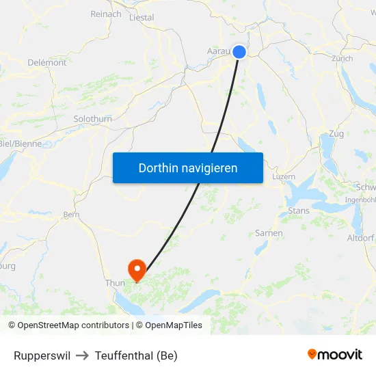 Rupperswil to Teuffenthal (Be) map