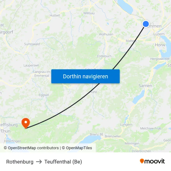 Rothenburg to Teuffenthal (Be) map