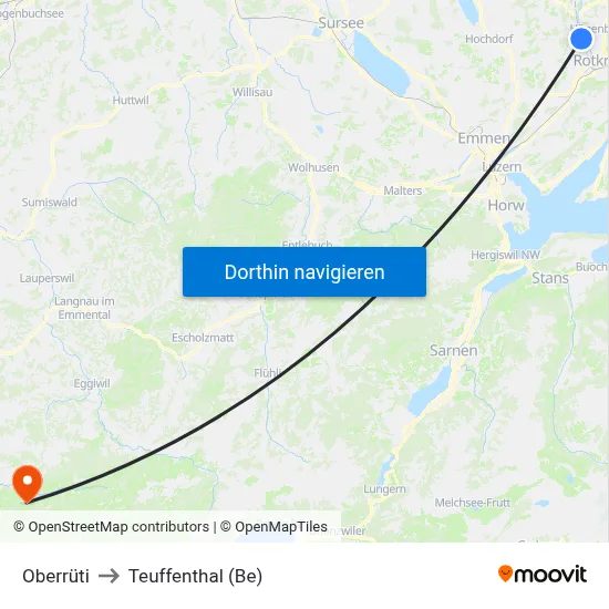 Oberrüti to Teuffenthal (Be) map