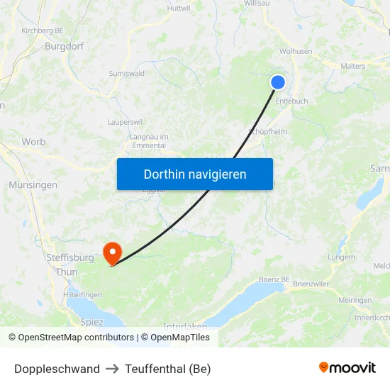 Doppleschwand to Teuffenthal (Be) map