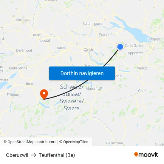 Oberuzwil to Teuffenthal (Be) map
