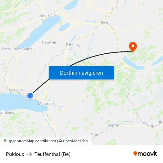 Puidoux to Teuffenthal (Be) map