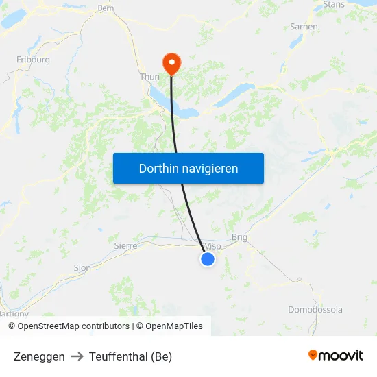 Zeneggen to Teuffenthal (Be) map