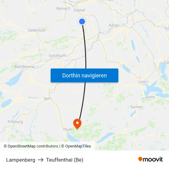 Lampenberg to Teuffenthal (Be) map