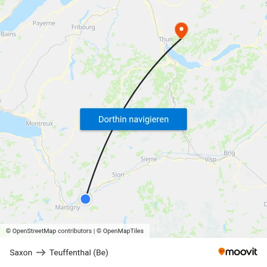 Saxon to Teuffenthal (Be) map
