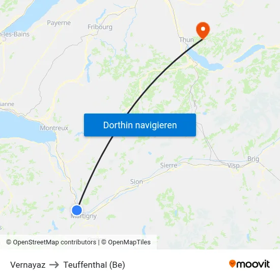 Vernayaz to Teuffenthal (Be) map