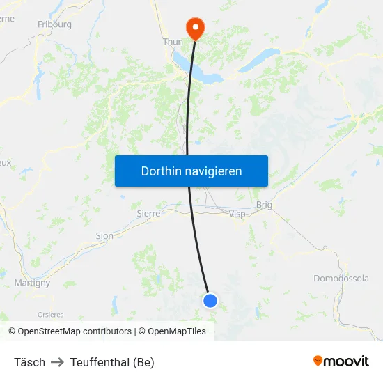 Täsch to Teuffenthal (Be) map