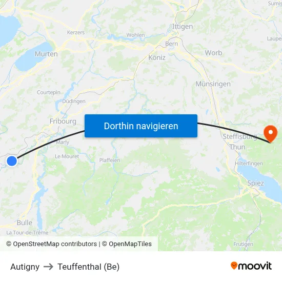 Autigny to Teuffenthal (Be) map