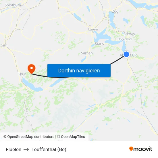 Flüelen to Teuffenthal (Be) map