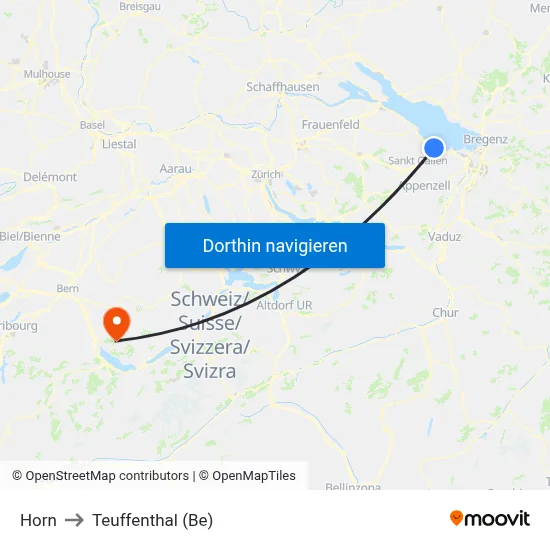 Horn to Teuffenthal (Be) map