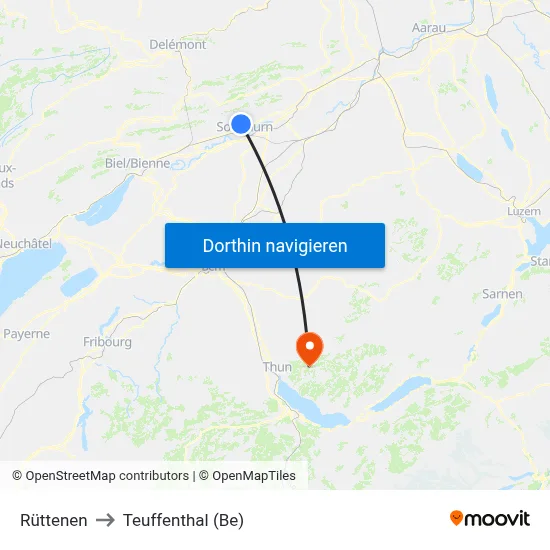 Rüttenen to Teuffenthal (Be) map