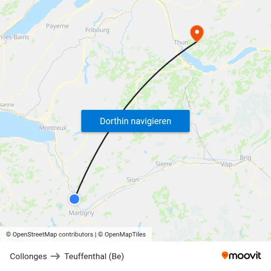 Collonges to Teuffenthal (Be) map