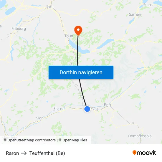 Raron to Teuffenthal (Be) map