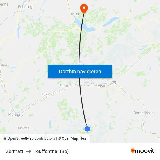 Zermatt to Teuffenthal (Be) map