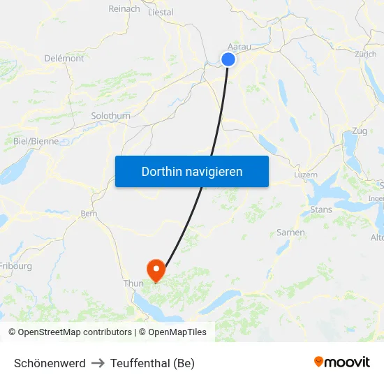 Schönenwerd to Teuffenthal (Be) map