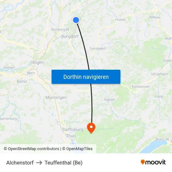 Alchenstorf to Teuffenthal (Be) map
