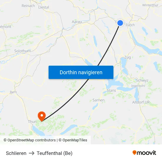 Schlieren to Teuffenthal (Be) map