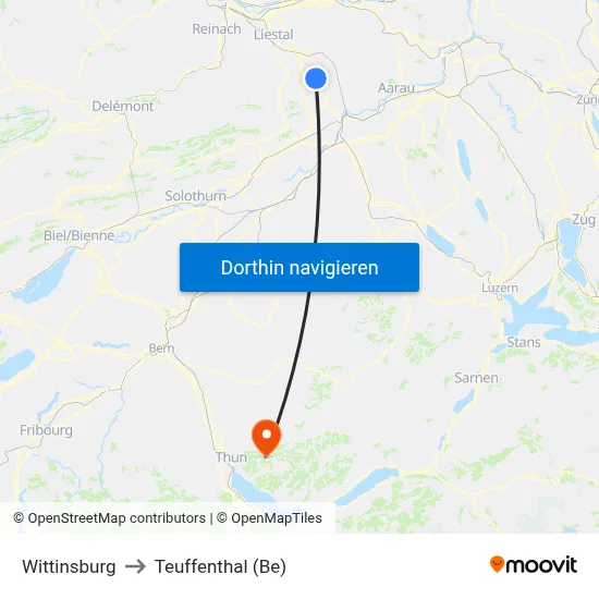 Wittinsburg to Teuffenthal (Be) map