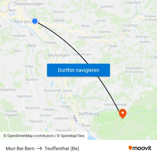 Muri Bei Bern to Teuffenthal (Be) map