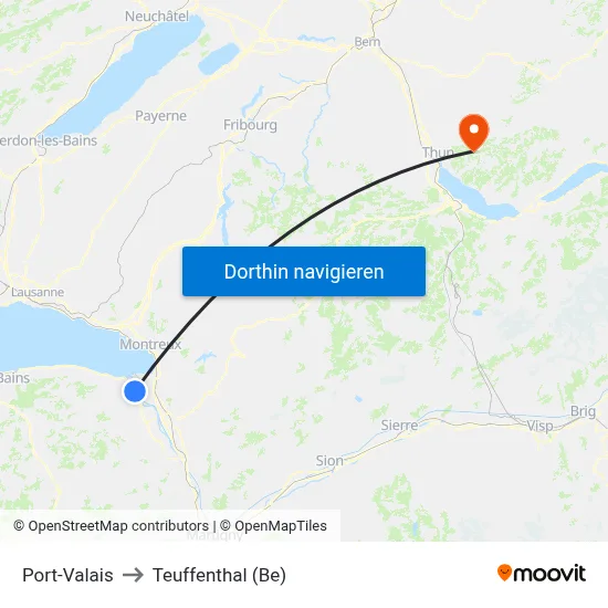Port-Valais to Teuffenthal (Be) map