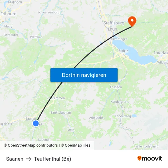 Saanen to Teuffenthal (Be) map