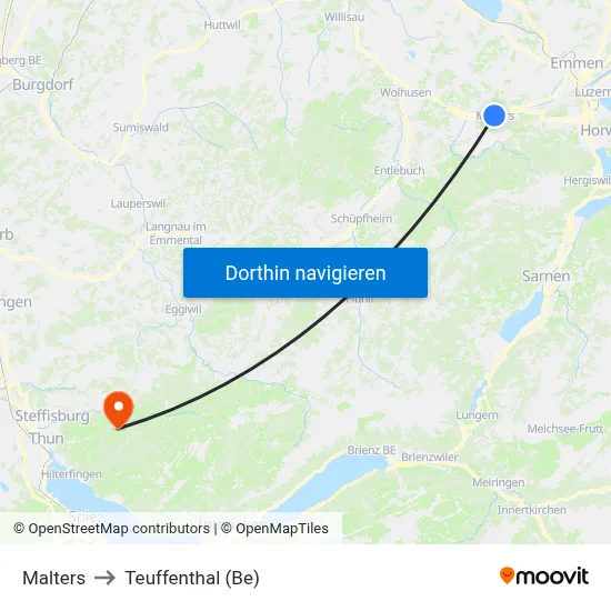 Malters to Teuffenthal (Be) map