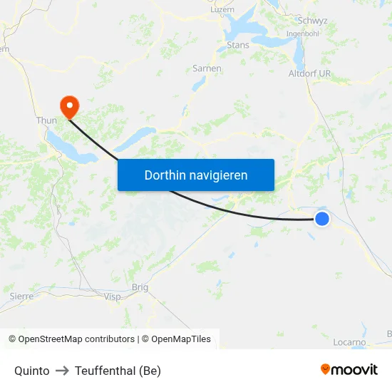 Quinto to Teuffenthal (Be) map