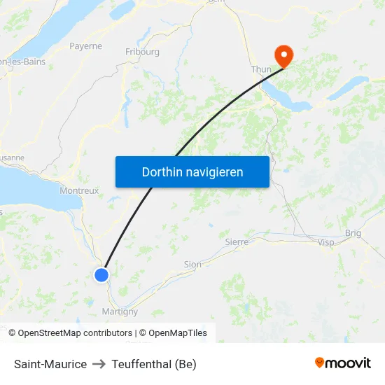Saint-Maurice to Teuffenthal (Be) map