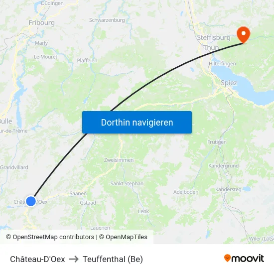 Château-D'Oex to Teuffenthal (Be) map