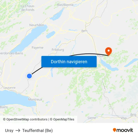 Ursy to Teuffenthal (Be) map