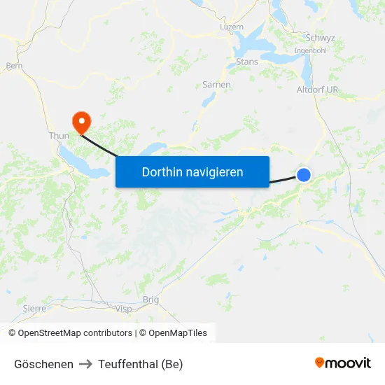 Göschenen to Teuffenthal (Be) map