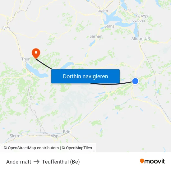 Andermatt to Teuffenthal (Be) map