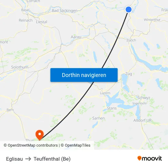 Eglisau to Teuffenthal (Be) map