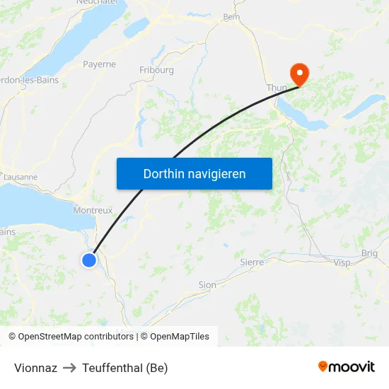 Vionnaz to Teuffenthal (Be) map