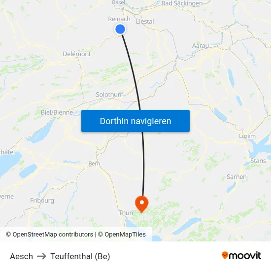 Aesch to Teuffenthal (Be) map