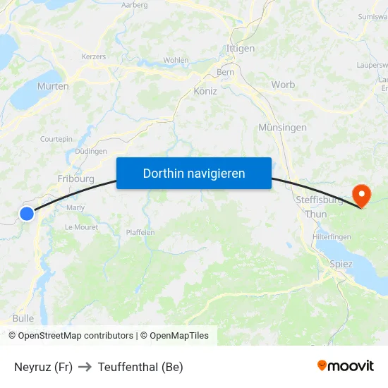 Neyruz (Fr) to Teuffenthal (Be) map