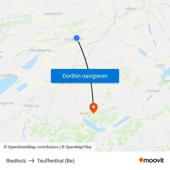 Riedholz to Teuffenthal (Be) map