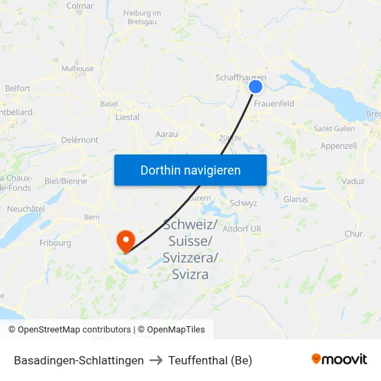 Basadingen-Schlattingen to Teuffenthal (Be) map