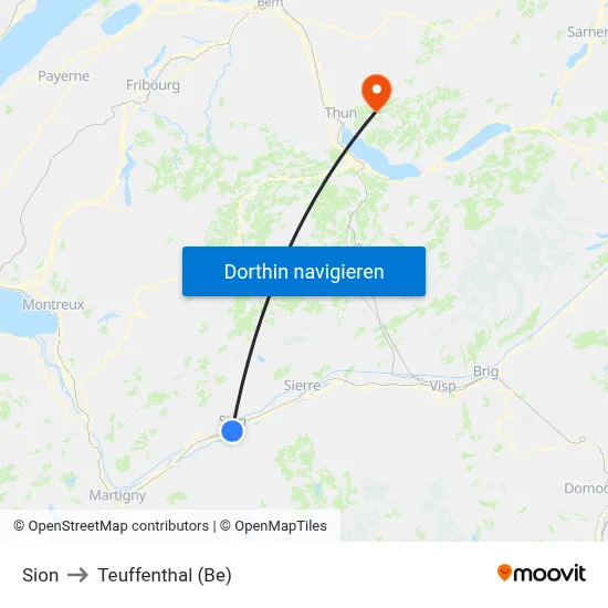 Sion to Teuffenthal (Be) map