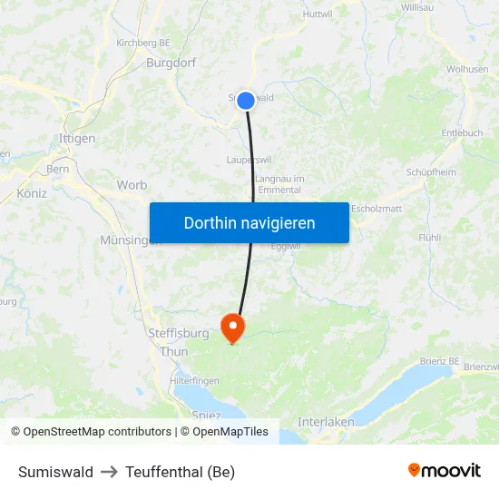 Sumiswald to Teuffenthal (Be) map