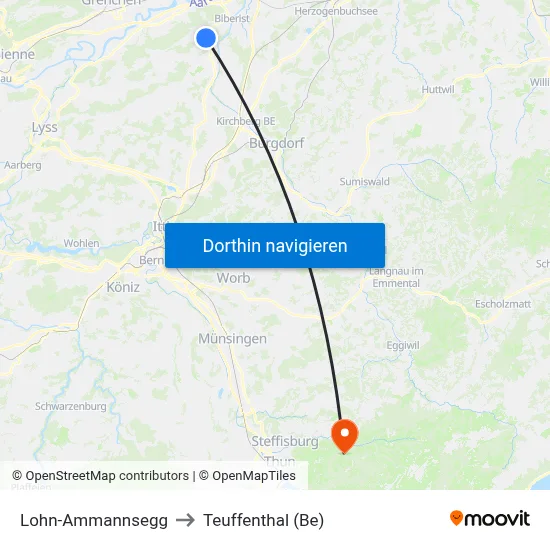 Lohn-Ammannsegg to Teuffenthal (Be) map