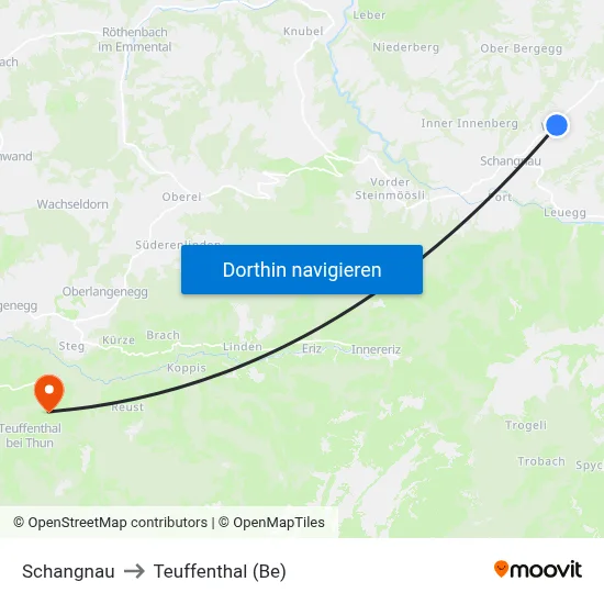 Schangnau to Teuffenthal (Be) map