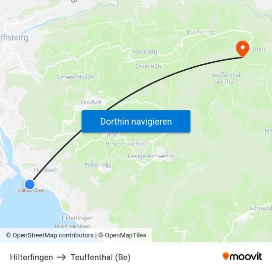 Hilterfingen to Teuffenthal (Be) map