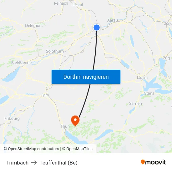 Trimbach to Teuffenthal (Be) map