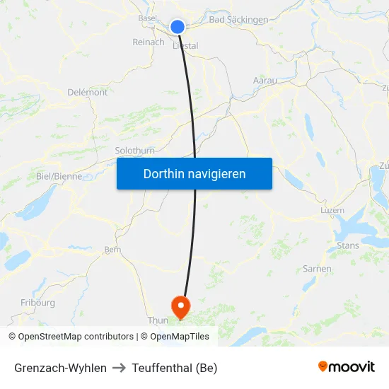 Grenzach-Wyhlen to Teuffenthal (Be) map