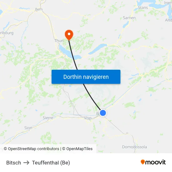 Bitsch to Teuffenthal (Be) map