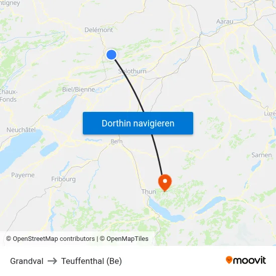 Grandval to Teuffenthal (Be) map